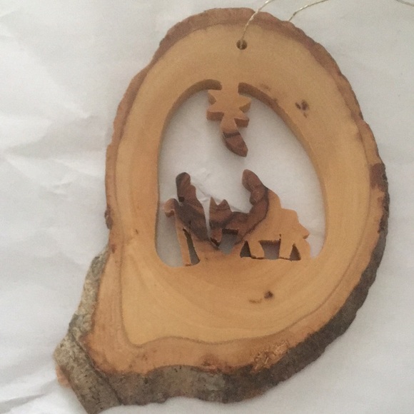 Bethlehem Nativity Scene Christmas Wooden Hanging Ornament 4” - Picture 4 of 5